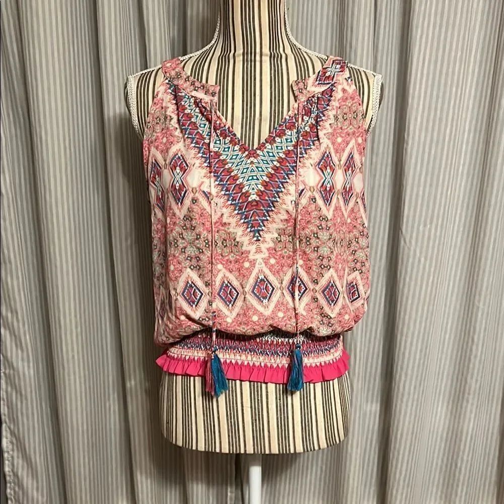 Rose & Olive Bohemian Pink and Blue Women's Top